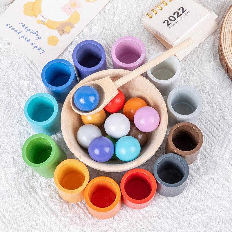 6 Color Sorting Cups with Tong for Preschool and Early Childhood Education - Col