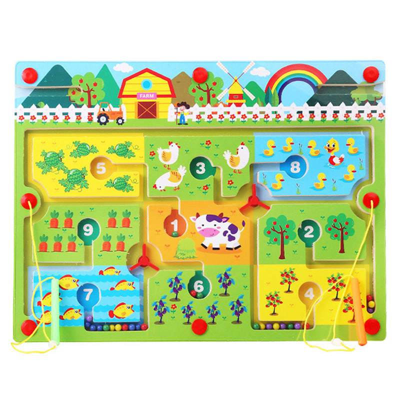 Busy Board Farmer Puzzle Maze Magnetic activity Board with Pen and Colour Sorting fine motor skills Learning Toy