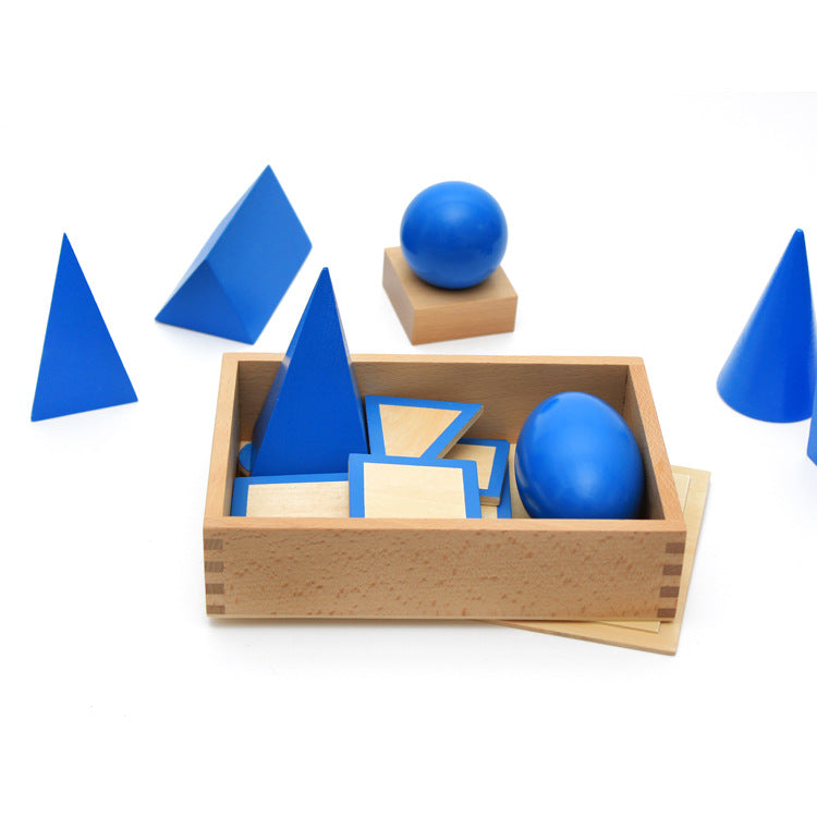 Large Wooden Montessori 3D Geometric Solids Shapes set of 10