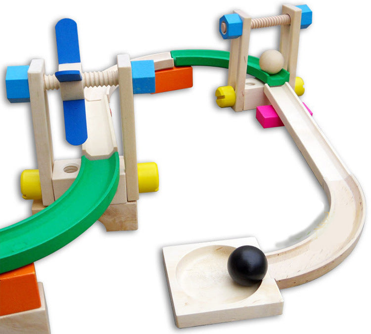 Wooden Marble ball Run Race Circuit Obstacle Building Toy