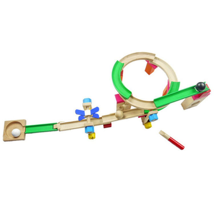 Wooden Marble ball Run Race Circuit Obstacle Building Toy