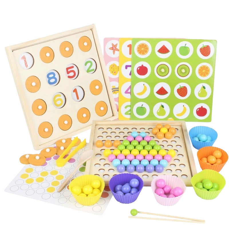Montessori inspired 2 in 1 Bead Sorting Game and Memory Game