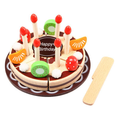 Large Wooden Birthday Cake with Candles Play Set