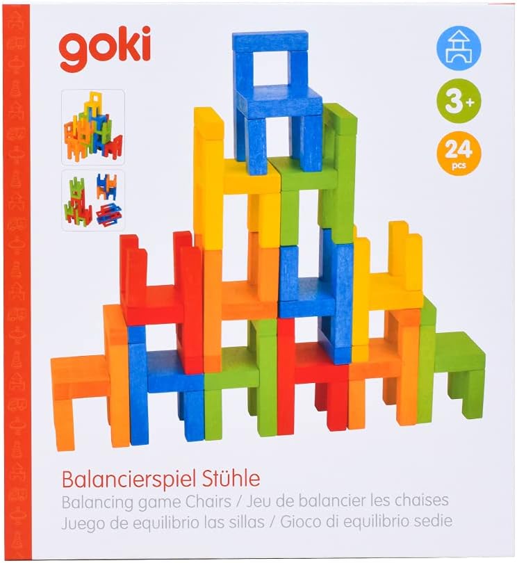 Goki Toddlers Balancing Rainbow Wooden Chairs