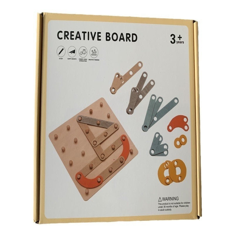 Montessori Wooden Nail Board Geoboard Pattern Shape Toy