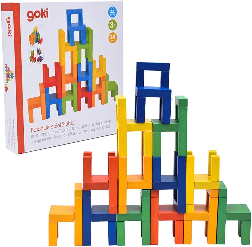 Goki Toddlers Balancing Rainbow Wooden Chairs