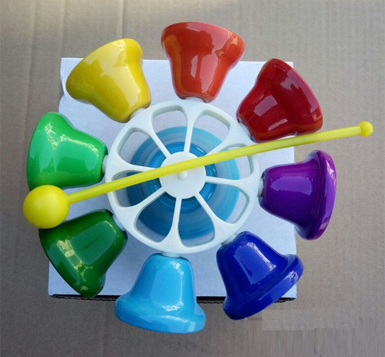 Rotating Rainbow Spinning 8  Bell Set Kids Percussion Musical Instrument Sound Toy