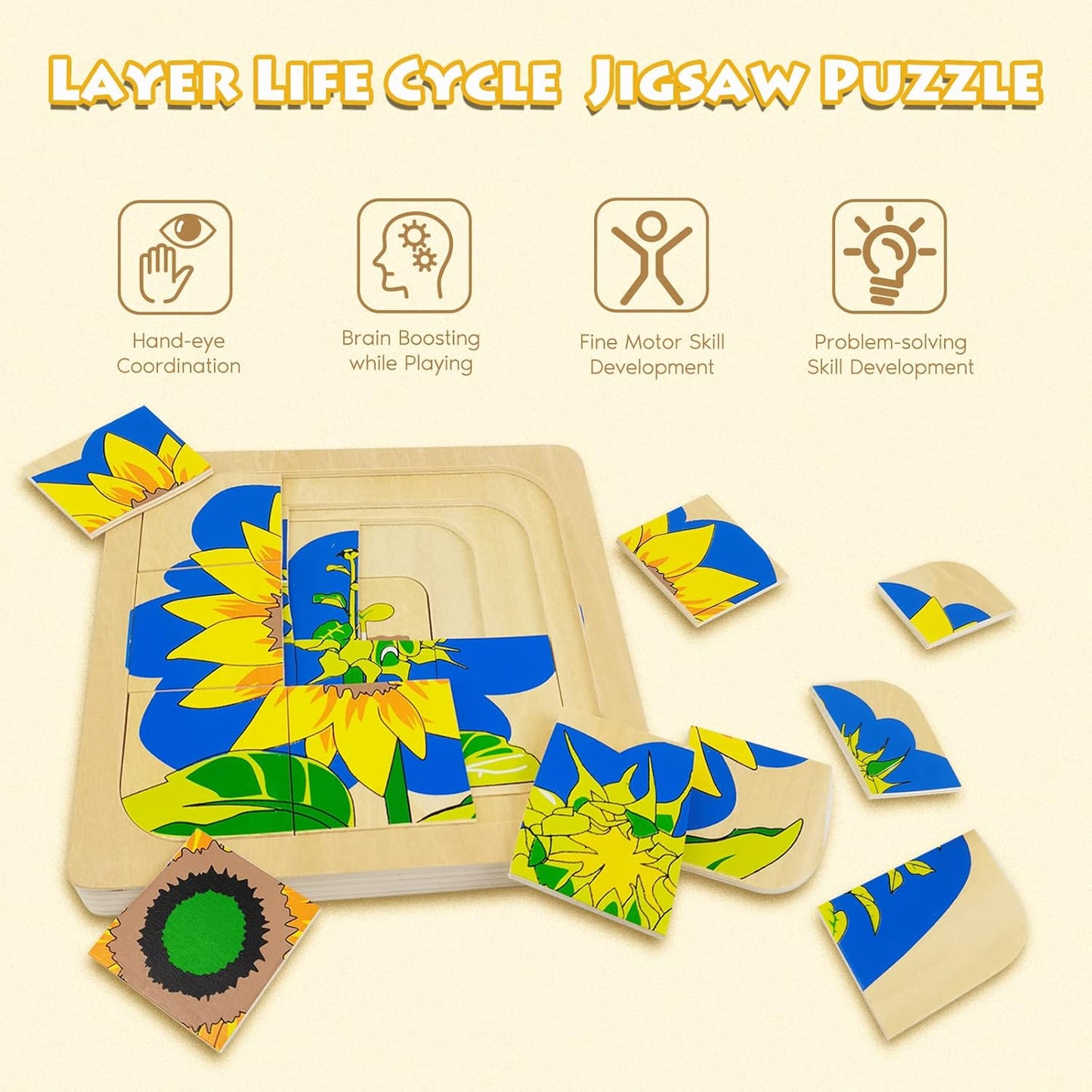 Montessori Sunflower Lifecycle Puzzle