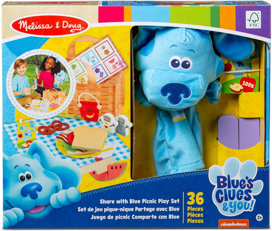 Melissa & Doug Blue’s Clues & You! Share with Blue Picnic Play Pretend Set with Hand Puppet | Role Play Toy for Kids| 3 and Above | Boys or Girls