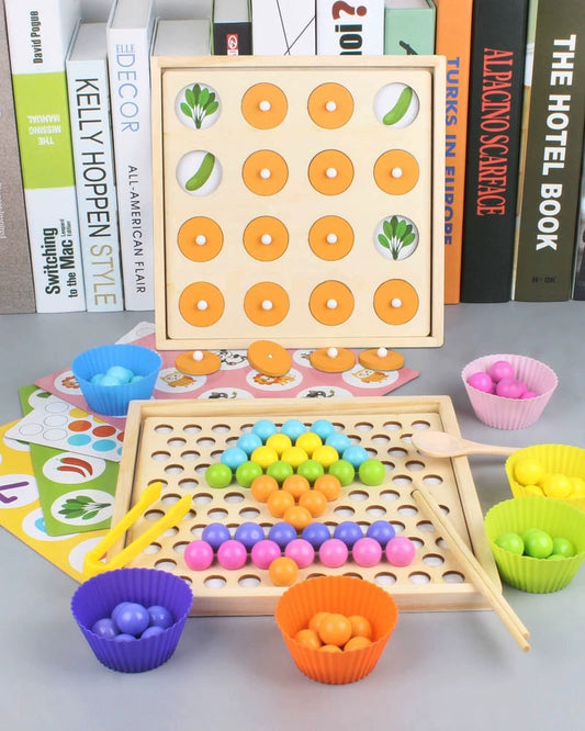 Montessori inspired 2 in 1 Bead Sorting Game and Memory Game