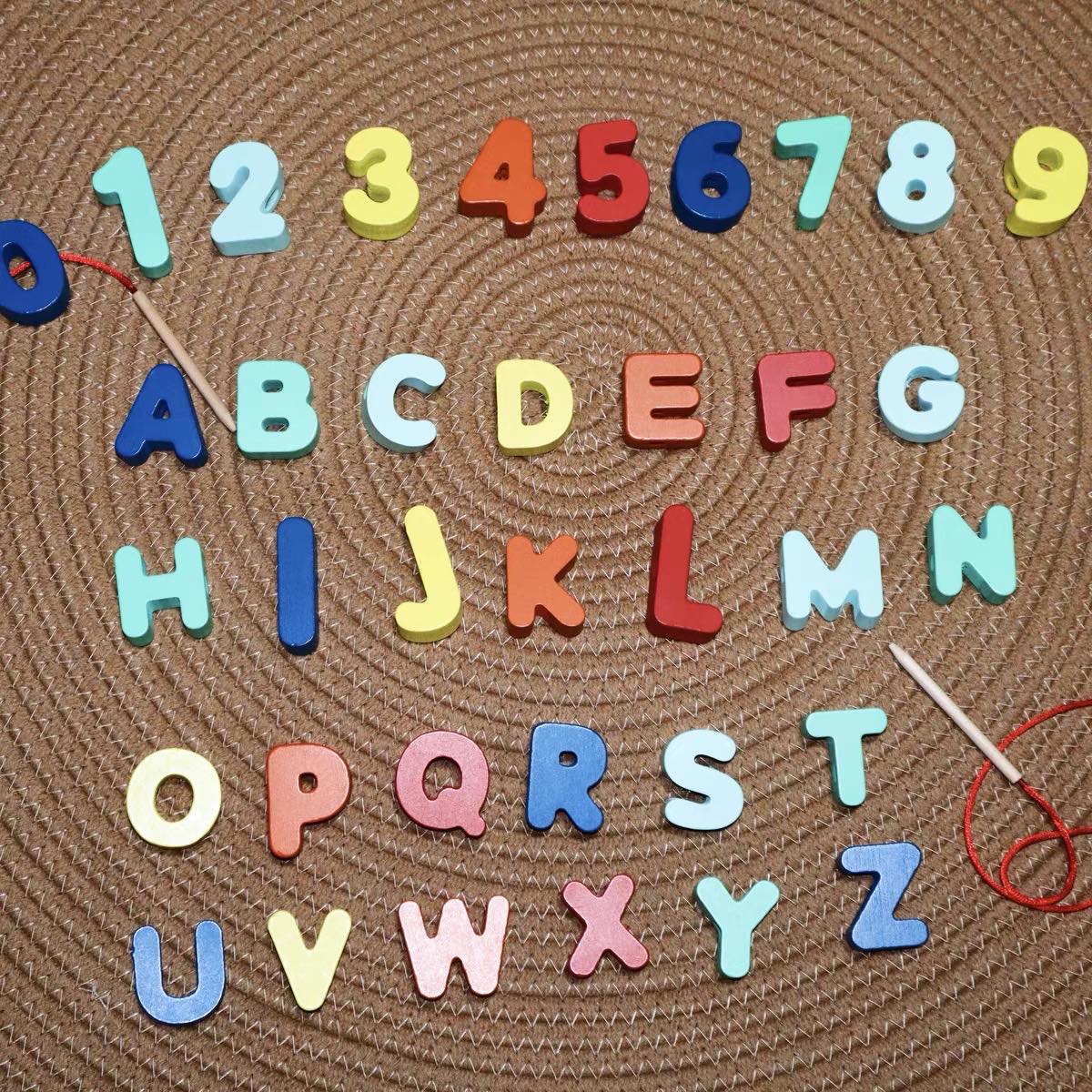 Jumbled Letters and Number Threading Beads Activity 38pcs