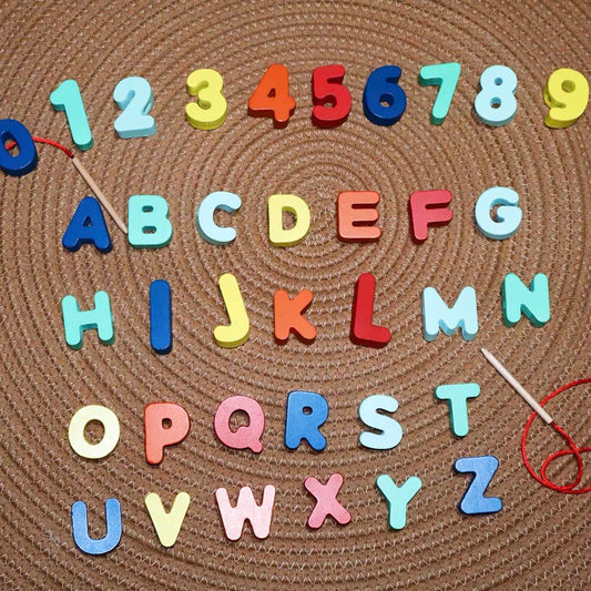 Jumbled Letters and Number Threading Beads Activity 38pcs