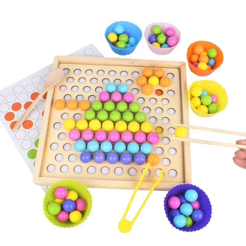 Montessori inspired 2 in 1 Bead Sorting Game and Memory Game