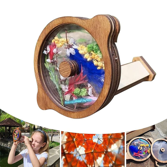 Wooden DIY Kids Kaleidoscope Rotating Sensory Toys