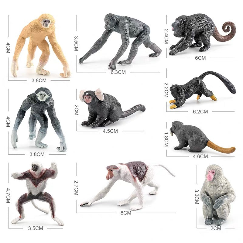 PVC Primates Figures Monkey Animals Set of 10