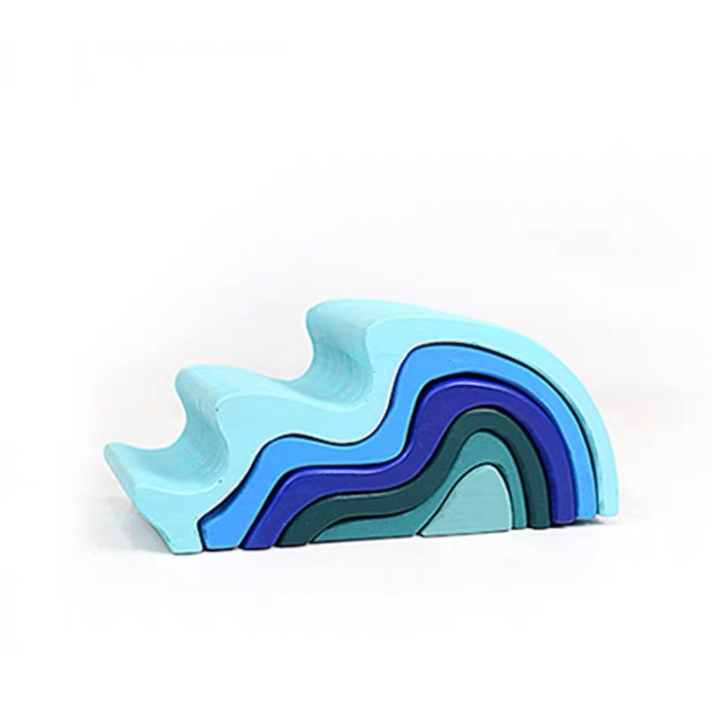 Wooden Stacking Blue Water Waves Stacking Blocks