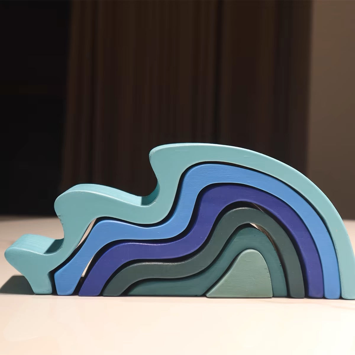 Wooden Stacking Blue Water Waves Stacking Blocks