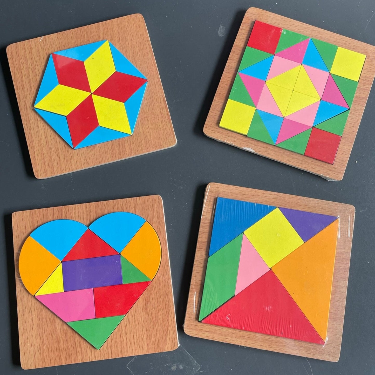 Simple Basic Wooden Geometric Puzzle Shapes Heart