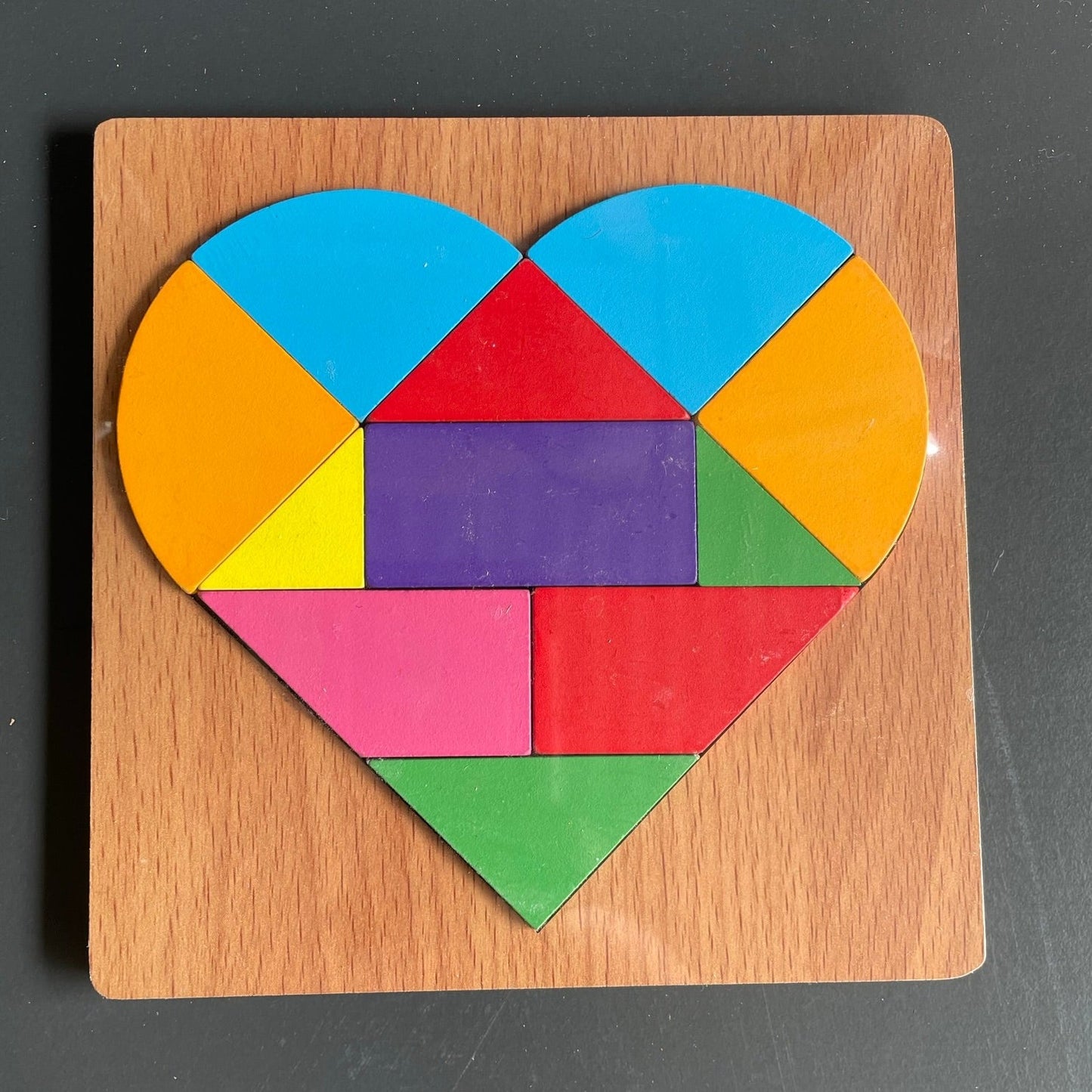 Simple Basic Wooden Geometric Puzzle Shapes Heart