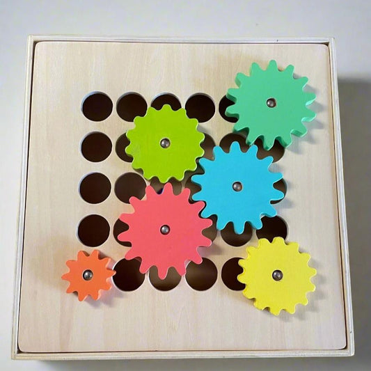 Wooden Gear & Cog Sorting Activity Box Tray