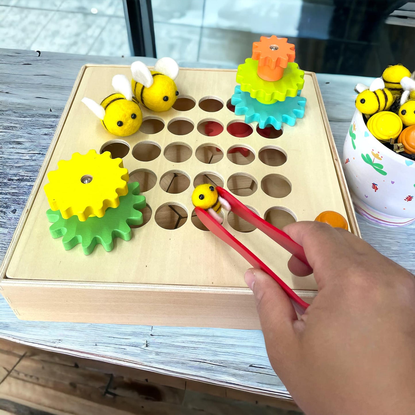 Beehive Bee Flower Cog Loose Parts Tray  Sensory play Bundle