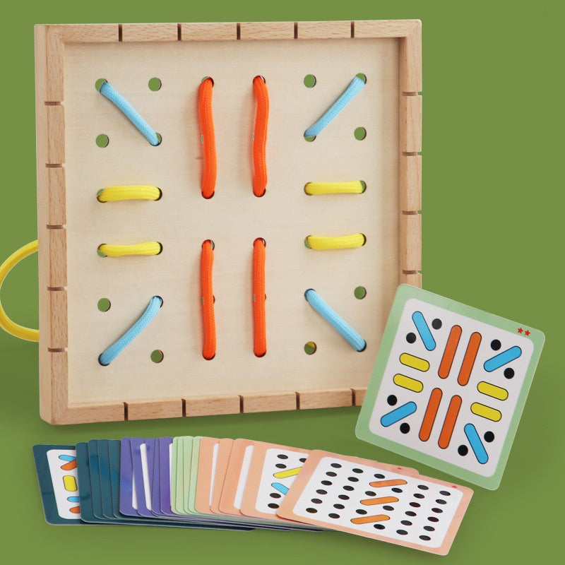 Wooden Montessori Thread String Manipulation Board