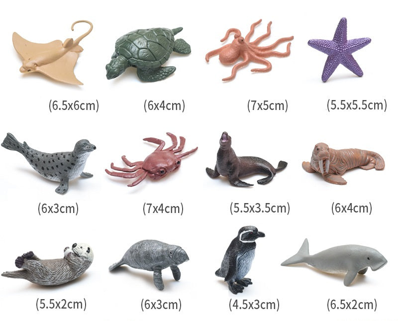 Marine Animals PVC Model Figures Set of 12  Educational Teaching Toy