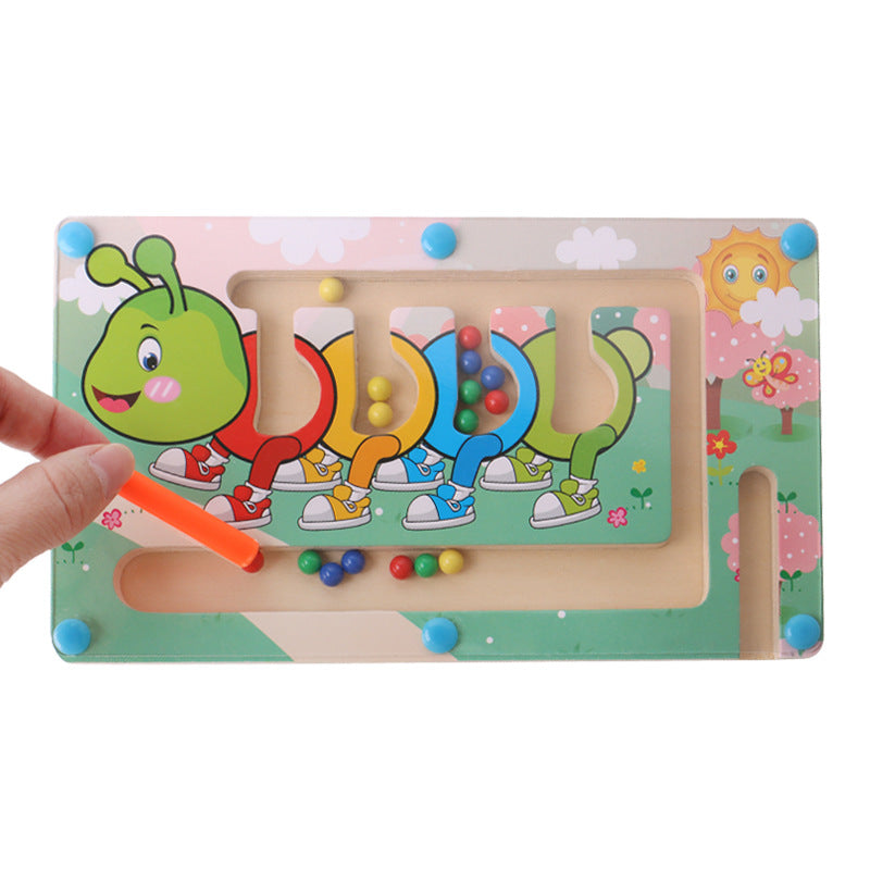 Caterpillar Magnetic Beads Pen Sliding Colour Number Sorting Board