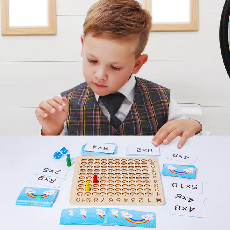 Wooden Multiplication Board  Game with Flash Cards