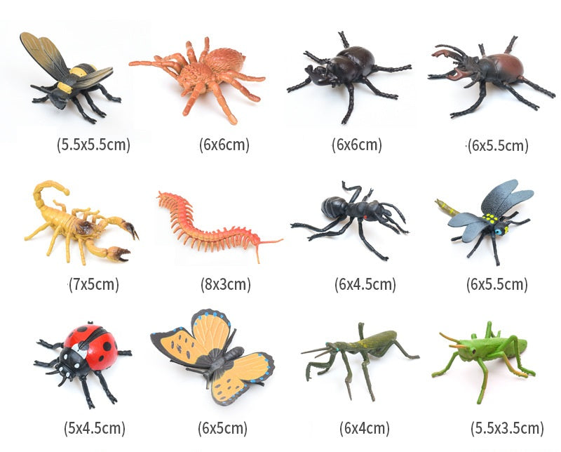 Insects Animals PVC  Model Figures Set of 12 Educational Teaching Toy