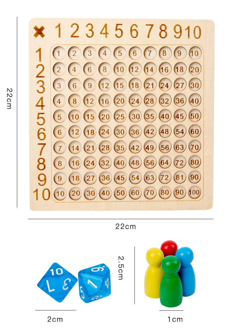 Wooden Multiplication Board  Game with Flash Cards