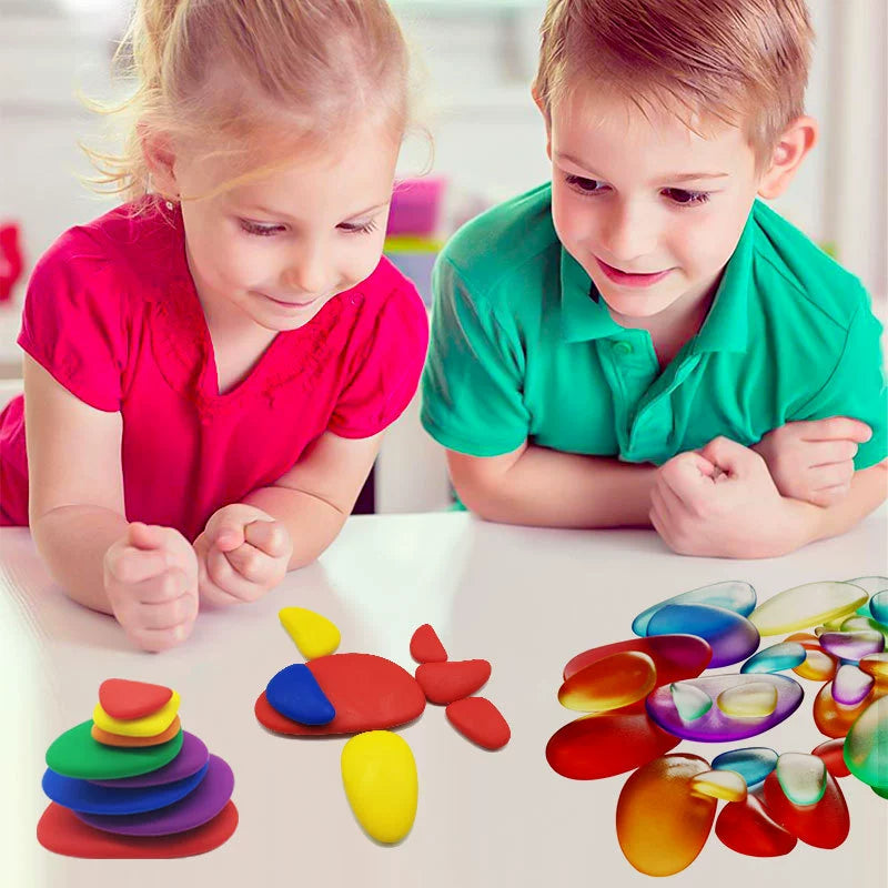 36 Pcs Educational Rainbow Stacking Pebble Stones