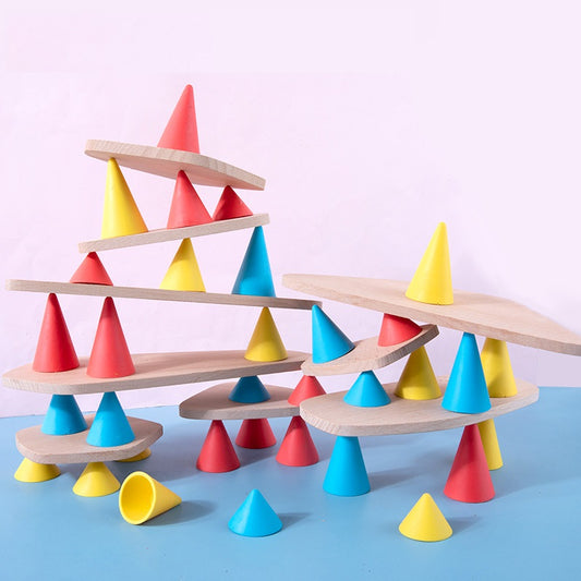 Construction Balancing Game Cones and Plates 44 Pcs