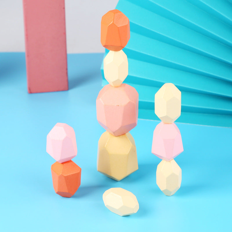 Wooden Pastel Stacking Stones