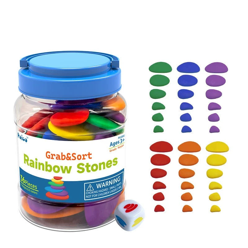 36 Pcs Educational Rainbow Stacking Pebble Stones