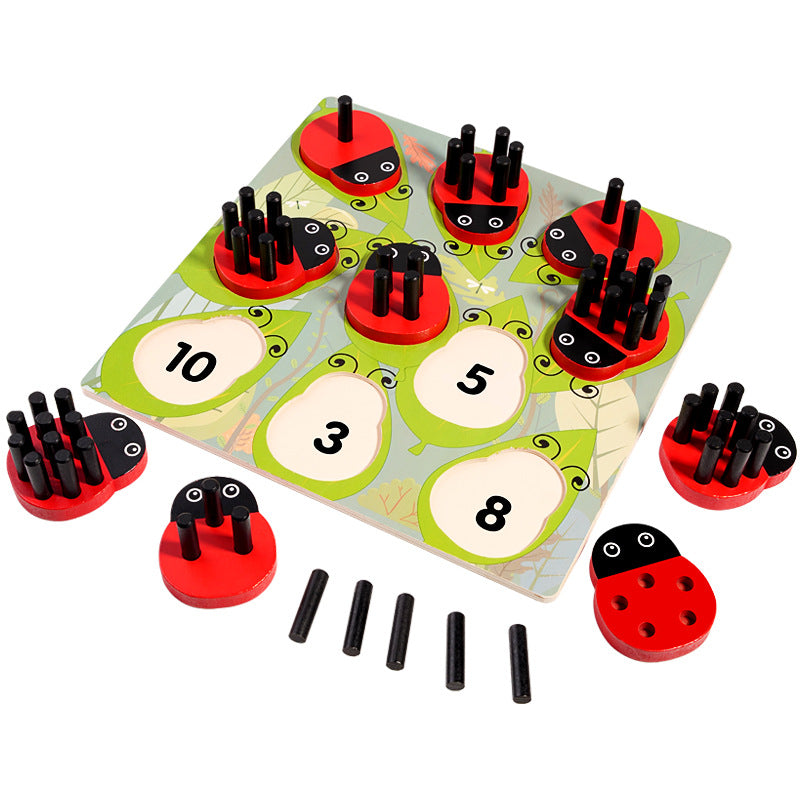 Wooden Educational Counting Ladybug Board with Rods