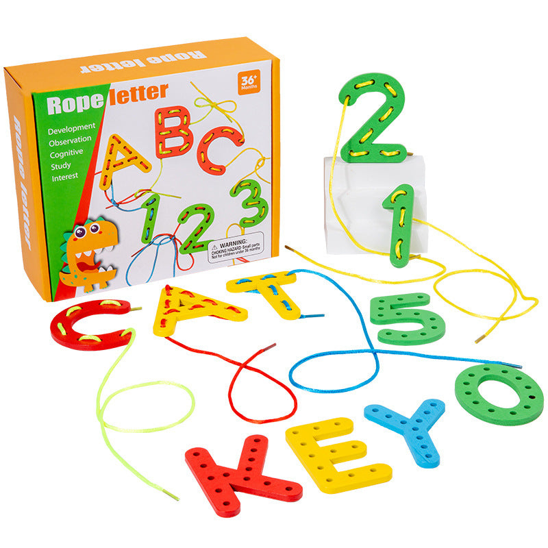 Wooden Alphabet and Numbers Thread String Tracing Pack