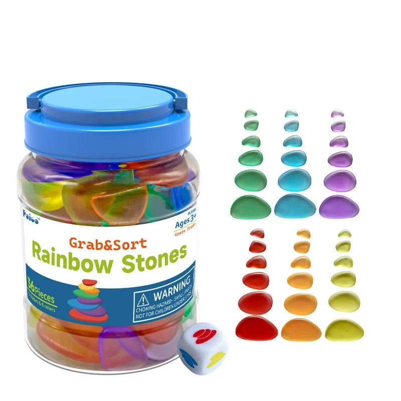 36 Pcs Transparent Translucent Rainbow Stacking Stones 36 Pieces