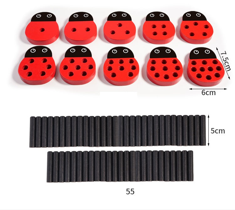 Wooden Educational Counting Ladybug Board with Rods