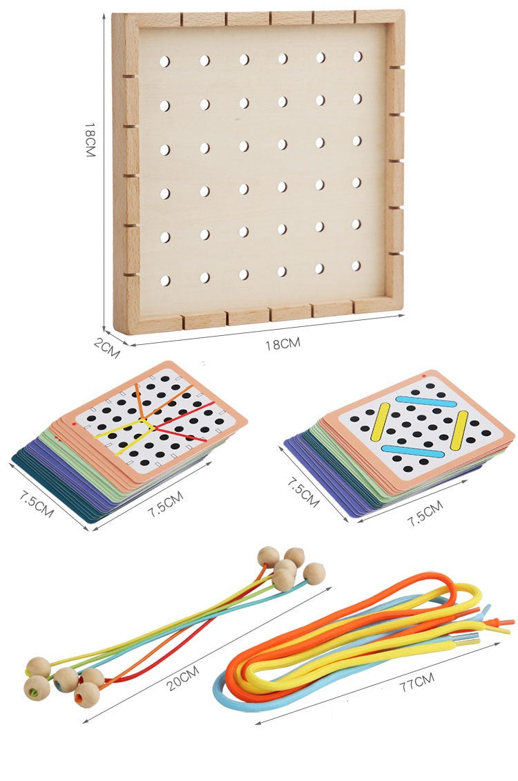 Wooden Montessori Thread String Manipulation Board