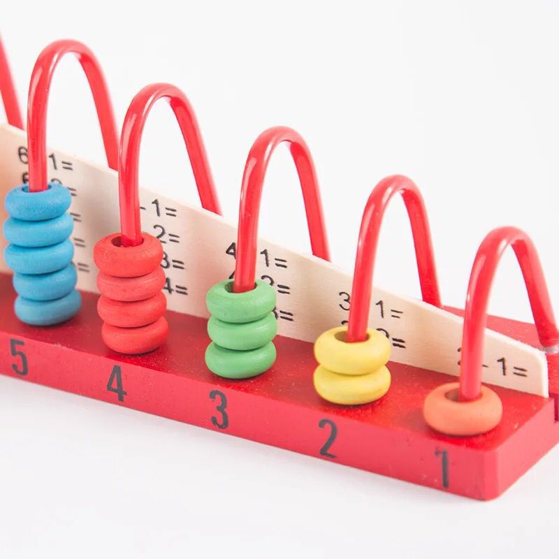 Wooden Abacus Toy Beads Counting Add and Subtract  Maths Learning GREEN BASE Game B