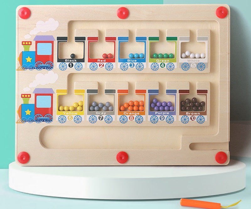 Magnetic Pen Sliding Colour Number Sorting Busy Board (Train Theme)