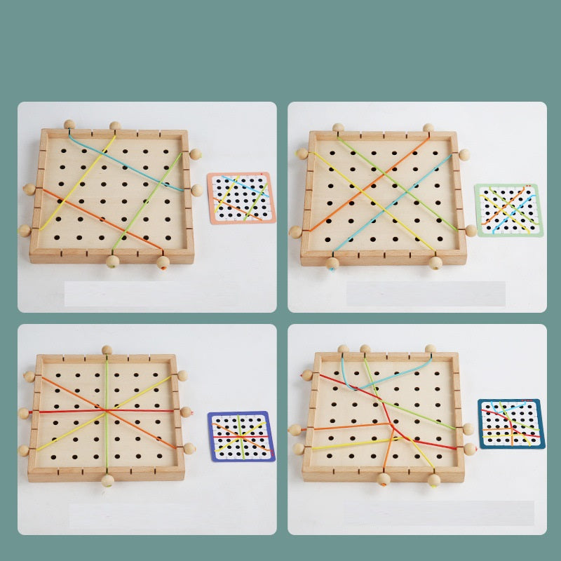 Wooden Montessori Thread String Manipulation Board