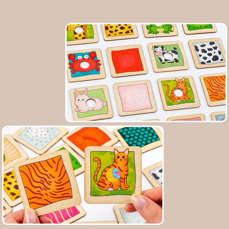 Wooden Animal Pattern Shadow  Matching and Threading Game