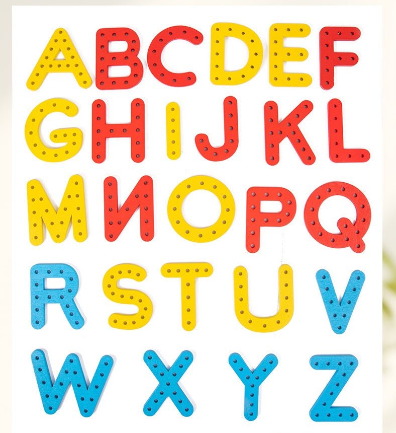 Wooden Alphabet and Numbers Thread String Tracing Pack