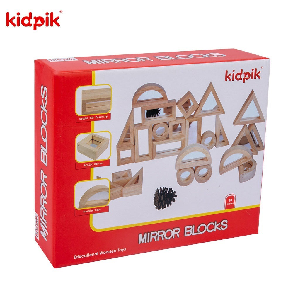 Sensory 24 Piece MIrror Stacking Acrylic Wooden Blocks