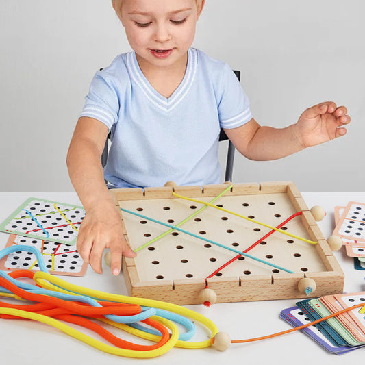 Wooden Montessori Thread String Manipulation Board