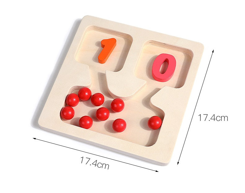 Wooden Educational Counting Maths Board with Beads and Cards