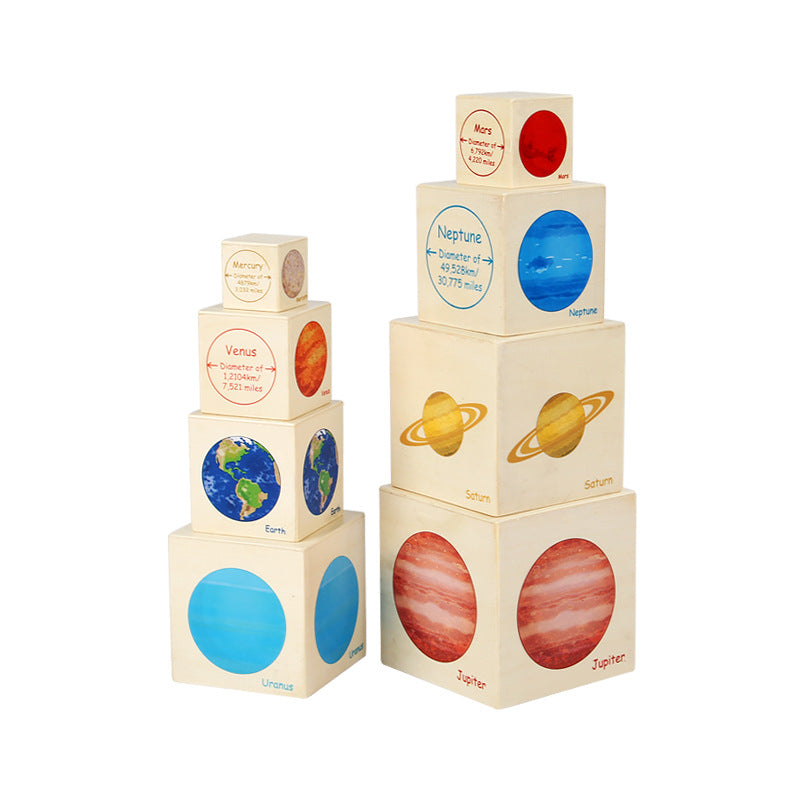 Montessori Wooden Life Cycle Activity Stacking Cube Planets Nesting Boxes - HAPPY GUMNUT