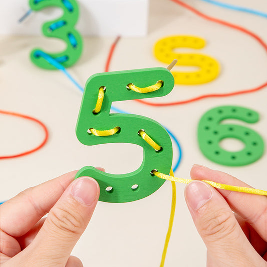 Wooden Alphabet and Numbers Thread String Tracing Pack